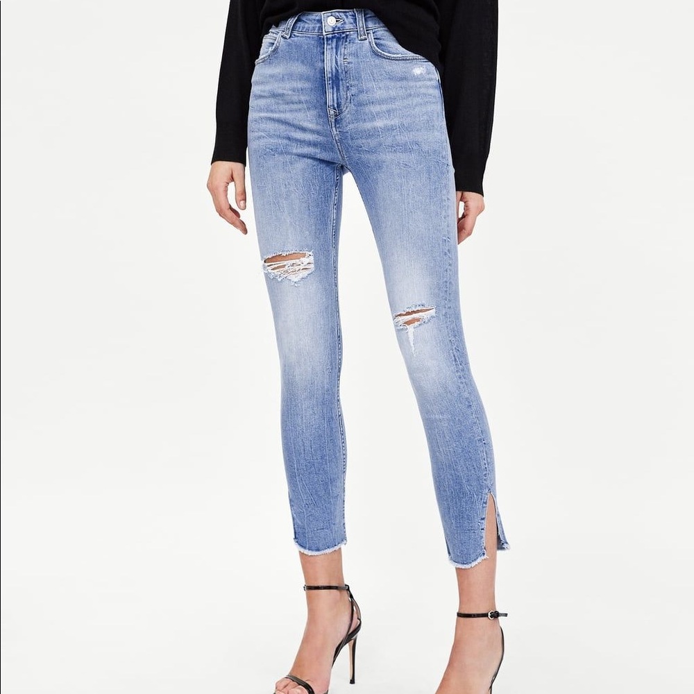 Zara Mid-Rise Skinny Jeans w/ Side Vent